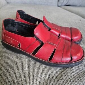 Josef‎ Seibel Red Leather Slip On Womens Comfort Shoes Size EU 41 US 10.